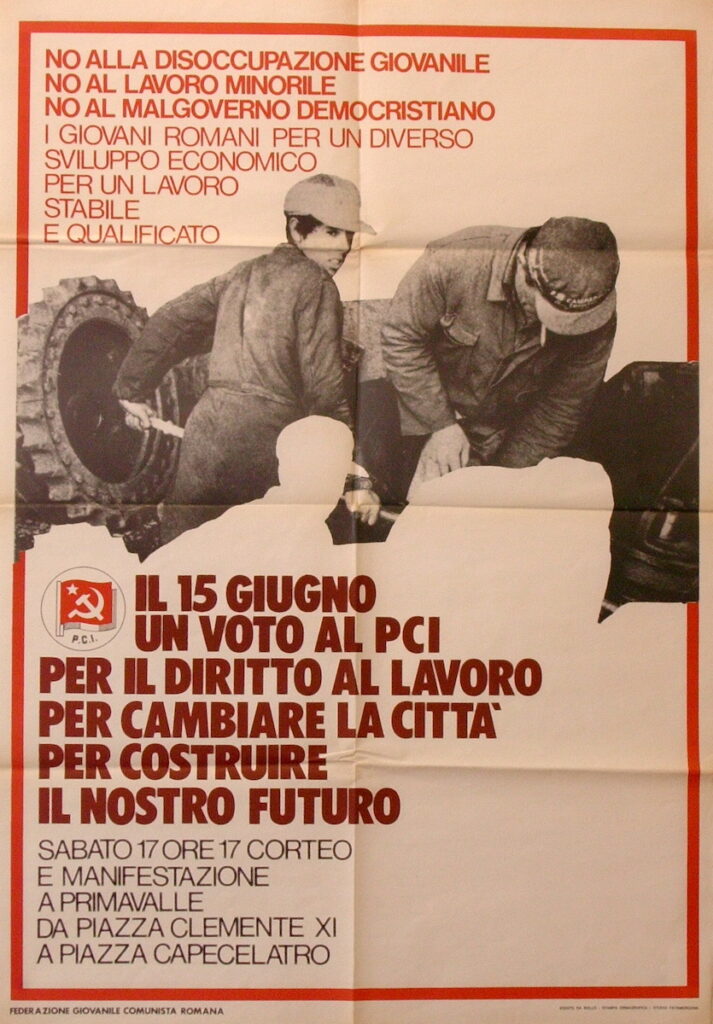 No alla disoccupazione giovanile – No al lavoro minorile – No al malgoverno democristiano